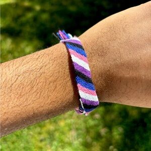 Adjustable stripped genderfluid thread bracelet